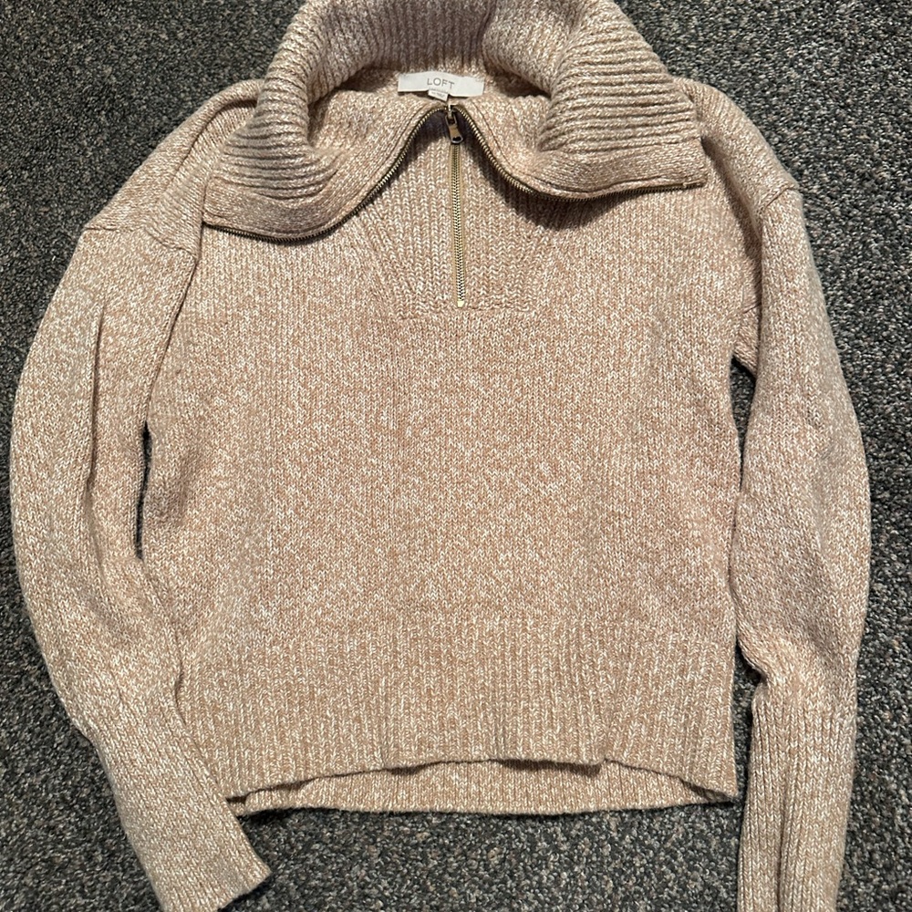 LOFT Women's Tan Cowl Neck Sweater